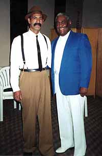 Bobby Mansfield greets Leonard 'Hit Man' Aguirre